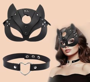 Cat Girl Mask & Heart Collar